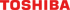 Rotes Toshiba-Logo auf dunkelgrünem Hintergrund.