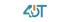 Blaues 4OT Logo mit einem integrierten orangefarbenen Power-Button-Symbol auf schwarzem Hintergrund.