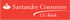 Santander Consumer CC-Bank Logo mit rotem Hintergrund und weißem Flammen-Symbol.