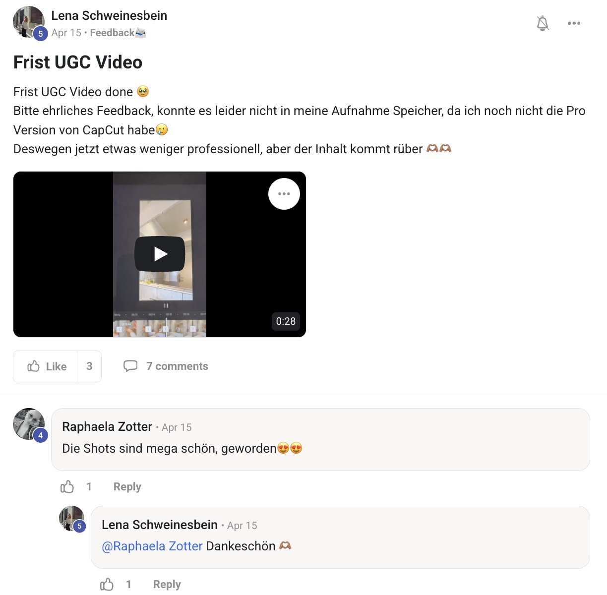 Lena First UGC Video