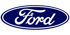 Dunkelblaues, ovales Ford-Logo mit weißem Schriftzug und weißer Umrandung.