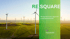 Windpark mit vielen Windrädern bei Sonnenuntergang, Text: RE.SQUARE, We transform your ideas into sustainable success.