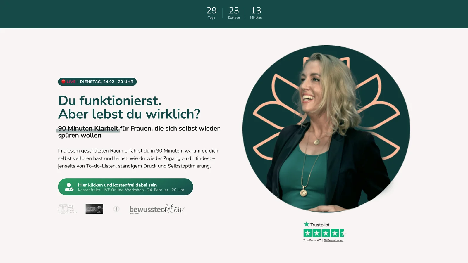 Workshop-Seite von Wunderweib vor dem Relaunch