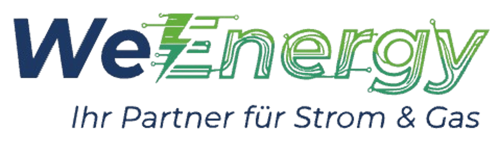 We Energy logo with text "Ihr Partner für Strom & Gas" (Your Partner for Electricity & Gas).