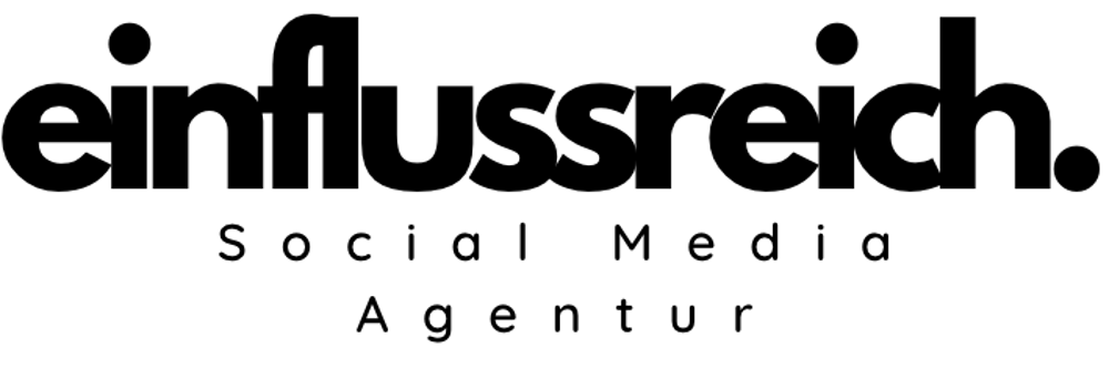 einflussreich. Social Media Agentur Logo auf grünem Hintergrund.