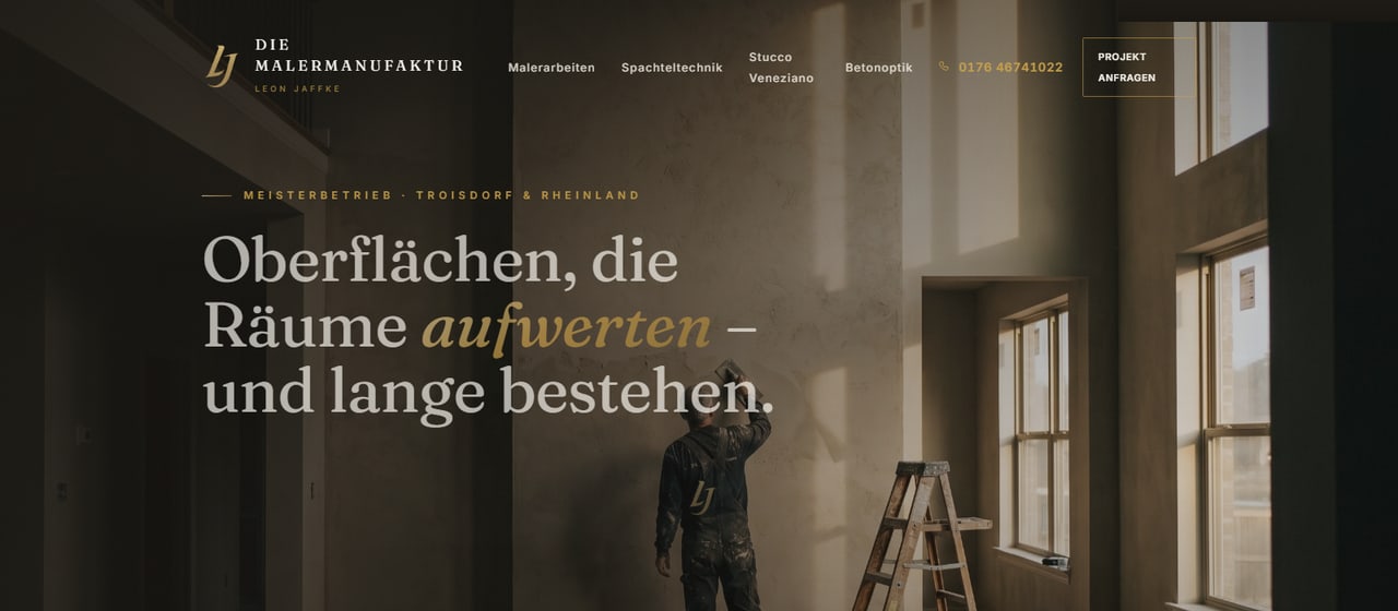 Website der Malermanufaktur Leon Jaffke aus Troisdorf