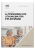 Buchcover "Altersgerechte Lösungen für Ihr Zuhause" mit lächelndem älterem Paar auf Sofa und Website-Adresse.