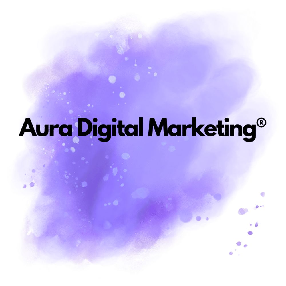 Logo von Aura Digital Marketing® in lila Aquarelloptik – Webdesign, SEO & Google Ads Agentur