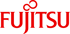 Rotes Fujitsu-Logo mit einem Unendlichkeitszeichen über dem "J".