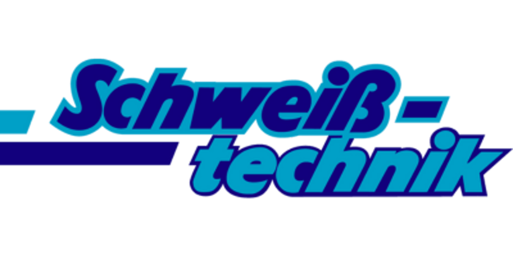 Schweiß-technik in dunkelblau und hellblau auf grünem Hintergrund.