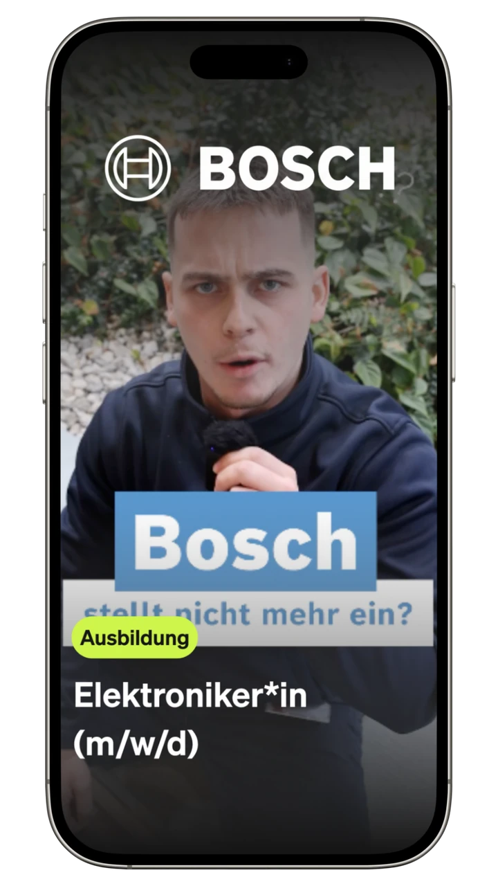 Anzeige der Bosch-Kampagne für die Ausbildung Elektroniker:in