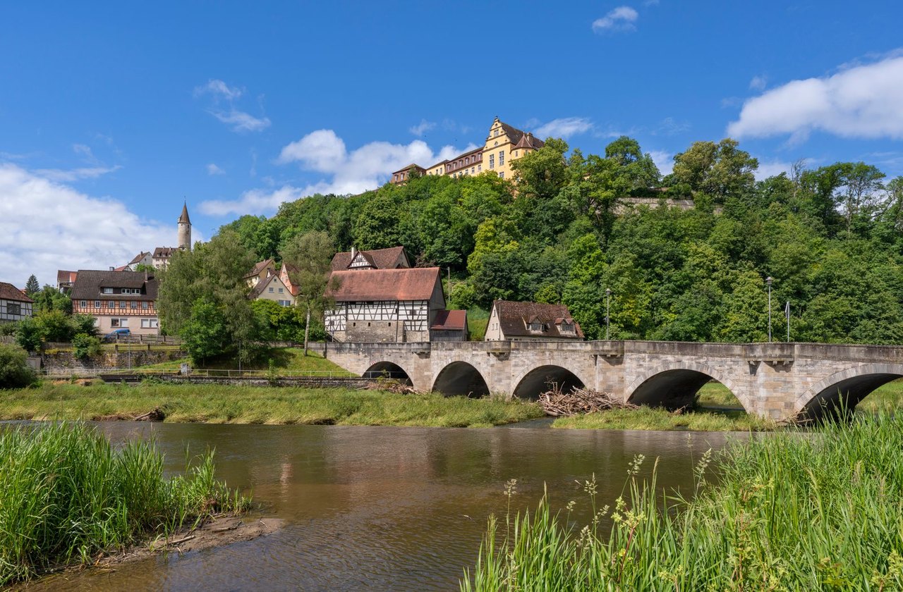 Altstadt von Kirchberg an der Jagst mit Jagstbrücke
