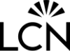 Schwarzes "LCN"-Logo mit einem fächerförmigen Design über dem "C".