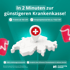 Schweizer Landkarte mit Standort-Pin mit Schweizerkreuz, Text: "In 2 Minuten zur günstigeren Krankenkasse! Prämie ab 183 CHF, Einsparpotenzial bis zu 1'622 CHF. 100% unabhängig & kostenlos. Vergleich aller Schweizer Krankenkassen in deinem Kanton."