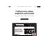 Webseite mit Überschrift "Craft stunning online projects in just minutes" und Screenshot eines Video-Workouts auf einem Laptop-Bildschirm.
