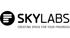 SkyLabs Logo mit dem Slogan „Creating space for your progress“ neben einem kreisförmigen Symbol mit vier Balken.