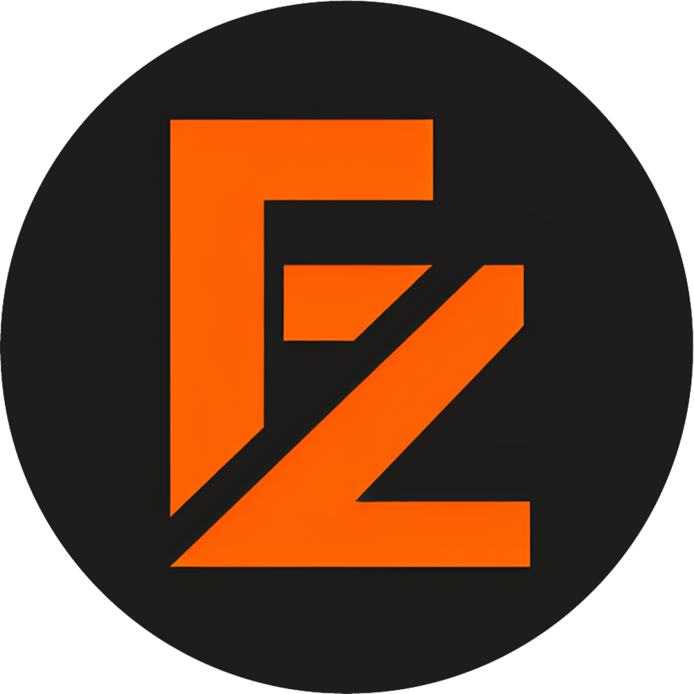 Orangefarbenes "FZ"-Logo in einem schwarzen Kreis.