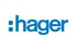 Blaues Hager-Logo auf weißem Hintergrund.