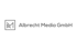 Logo von Albrecht Media GmbH: Graue, stilisierte "AM"-Initialen in einem Quadrat, daneben der Firmenname.