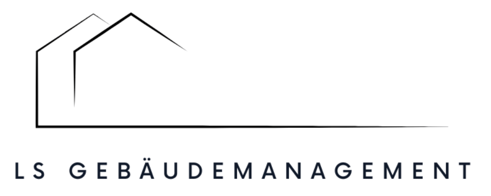 Logo: Zwei stilisierte Hausumrisse und der Text "LS GEBÄUDEMANAGEMENT".
