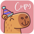 Capy logo. Capybara with a birthday hat
