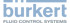 Blaues "burkert" Logo mit grauem "FLUID CONTROL SYSTEMS" auf grünem Hintergrund.