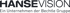 HanseVision Logo mit dem Zusatz Ein Unternehmen der Bechtle Gruppe in grauer Schrift auf schwarzem Hintergrund.