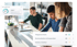 Drei Personen arbeiten im Büro an einem Computer, mit eingeblendeten Dashboards zu "Lane Health Score", "Tätigkeitsinhalte", "Kommunikation & Kooperation" und "Mobiles Arbeiten".