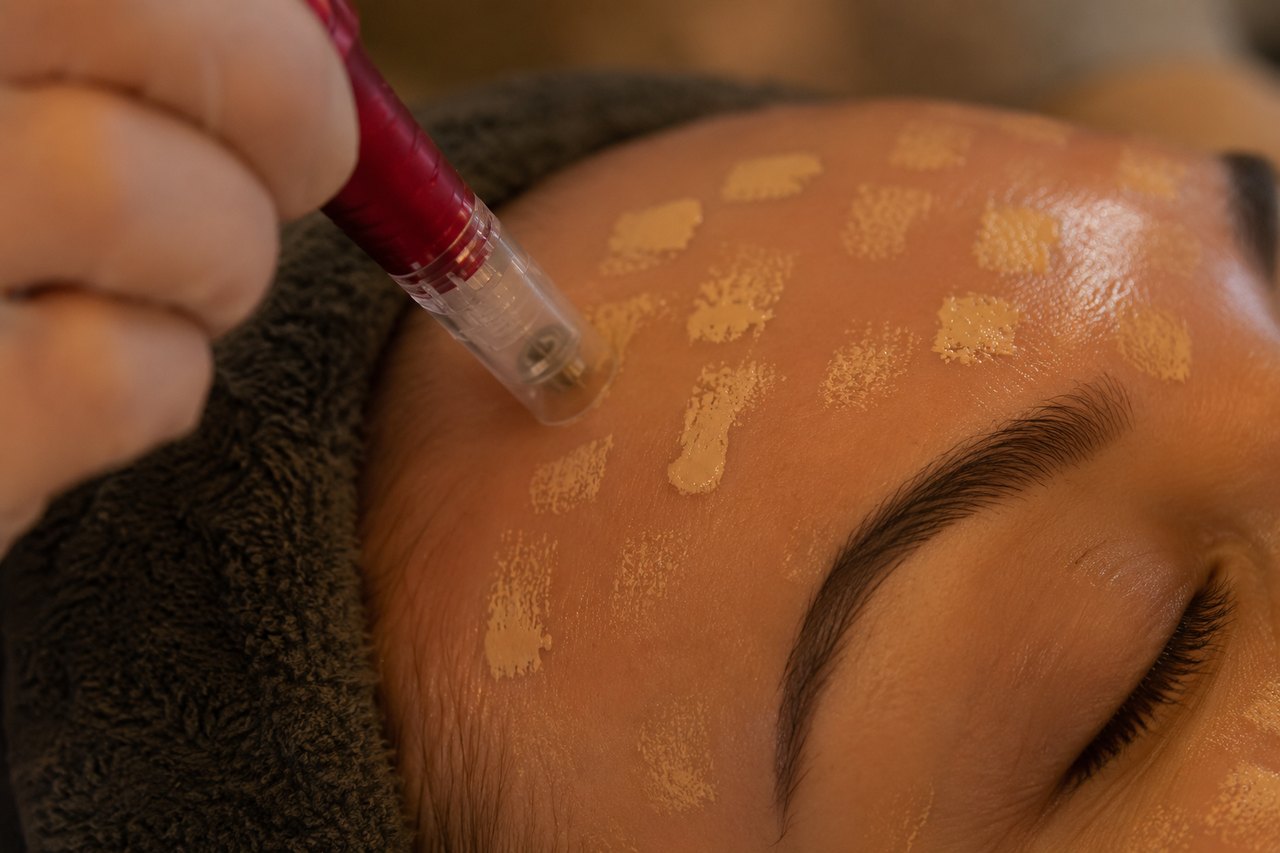 Nano-Needling beim BB Glow Facial im Gesicht einer Kundin im SWON Studio in Pforzheim