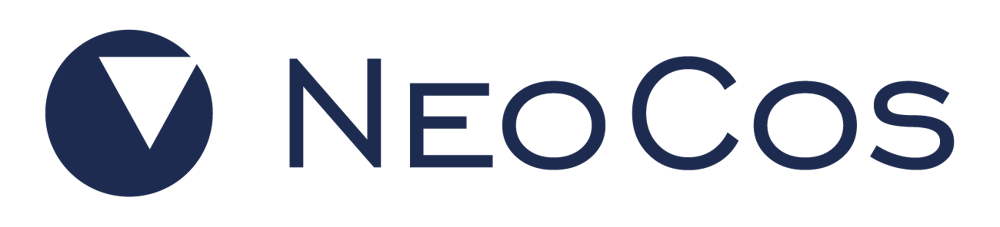 NeoCos-Logo mit dunklem Kreis und hellem Dreieck sowie dem Schriftzug NeoCos.