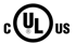 Schwarzes „c“ links, ein eingekreistes „UL“-Logo mit ® in der Mitte und „us“ rechts.