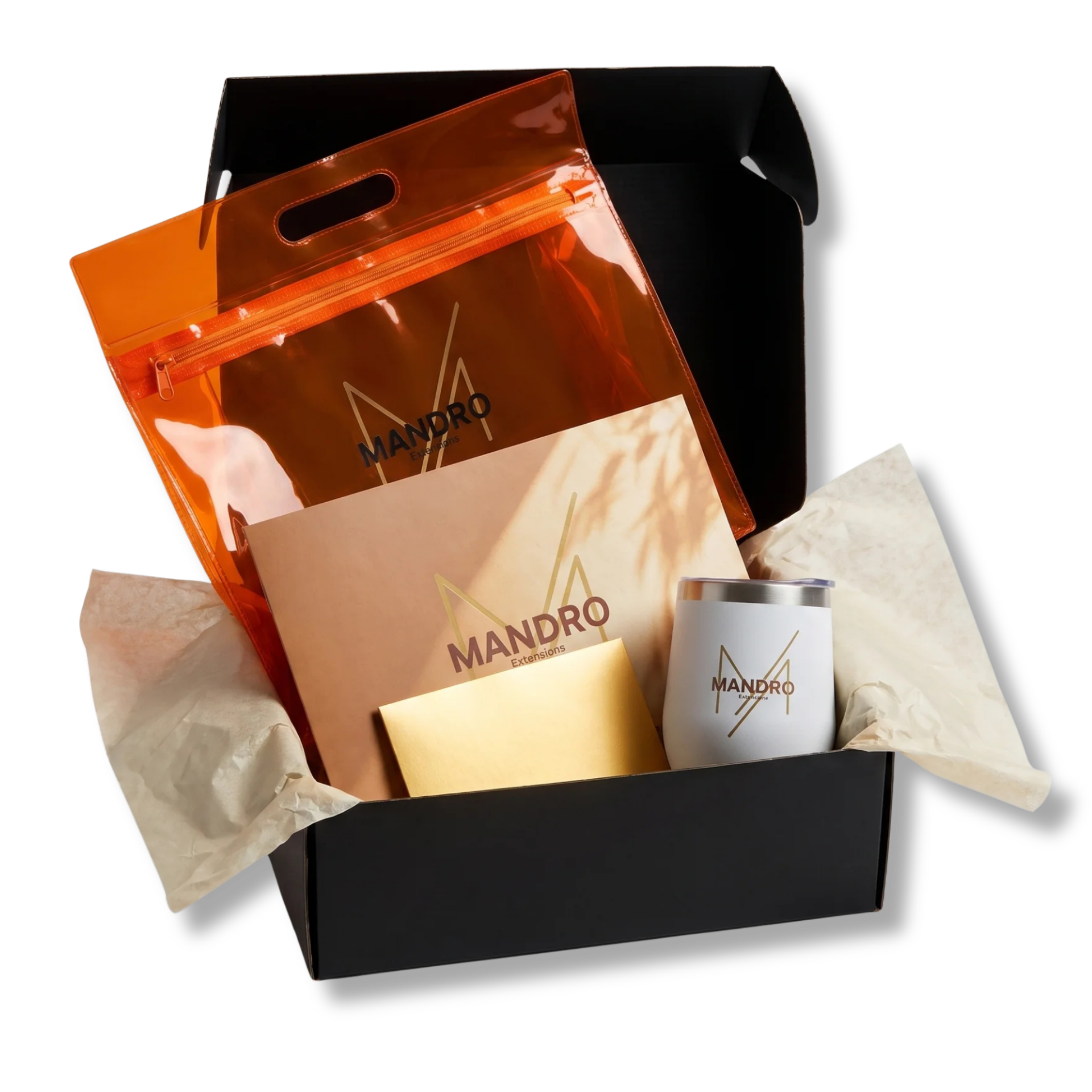 Das komplette Mandro Testerpaket mit goldenem Umschlag