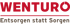 Rotes Logo "WENTURO" mit Recycling-Pfeil im O und Slogan "Entsorgen statt Sorgen".