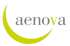 Aenova company logo with a yellow crescent and grey-and-yellow lettering on a black background.