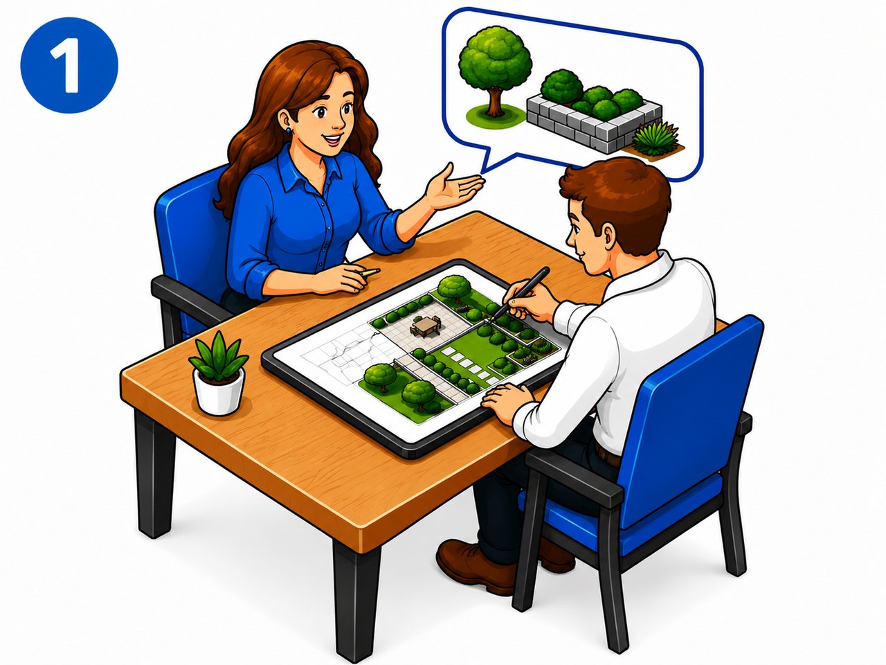 Beratung und Gartenplanung auf dem Tablet