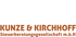 Logo der K&K Kunze & Kirchhoff Steuerberatungsgesellschaft m.b.H. in Weiß und Braun auf schwarzem Hintergrund.