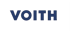 Blauer VOITH-Schriftzug auf grünem Hintergrund.