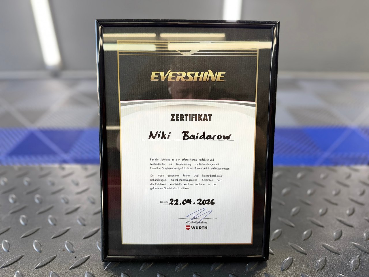 Würth: Zertifikat für Behandlungen mit Evershine Graphene