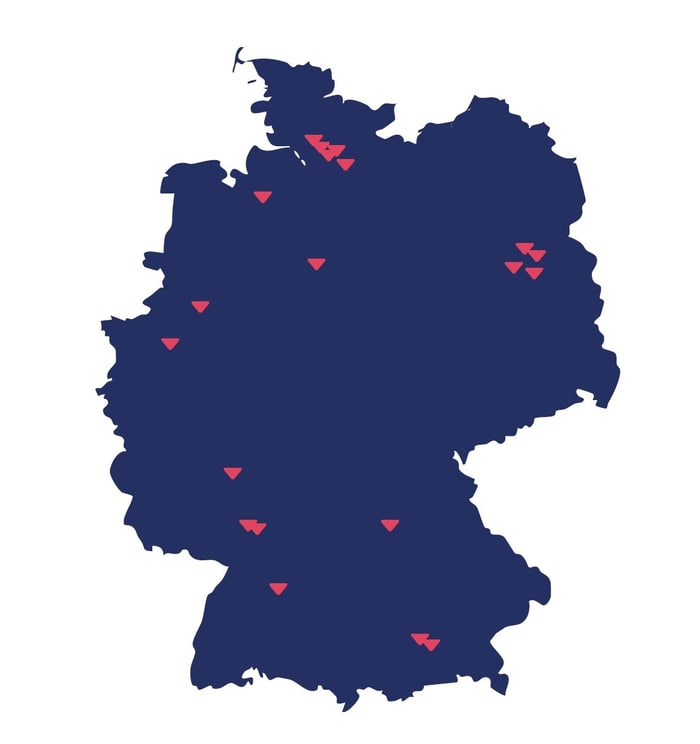 Deutschlandkarte mit den Medivet-Standorten
