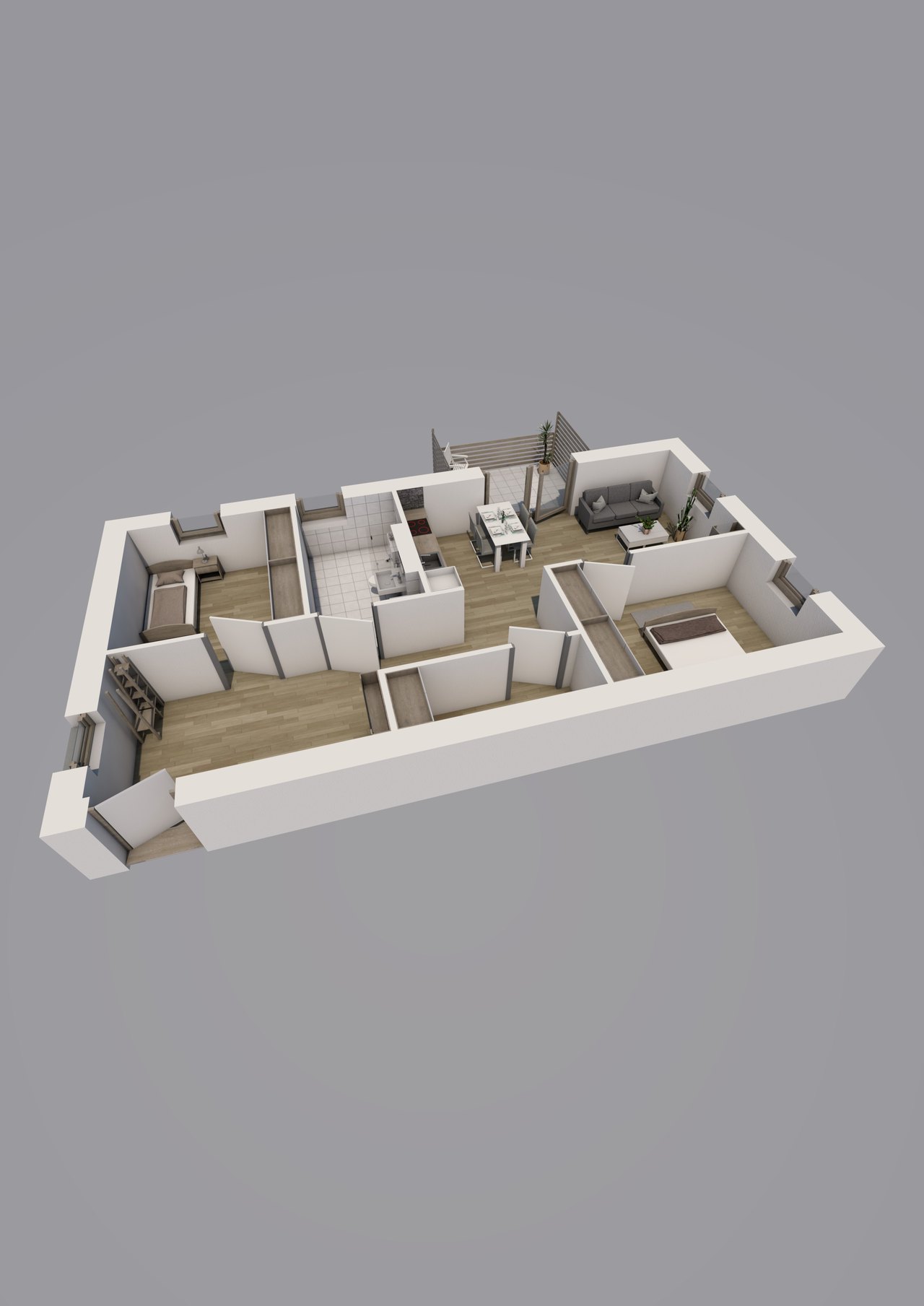 Grundriss Wohnung Typ C, 3 Zimmer