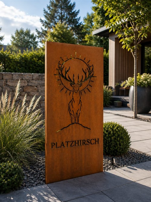 Platzhirsch im Gräserbeet