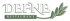 Logo des Defne Restaurant mit weißem Schriftzug und grünem Lorbeerzweig auf schwarzem Hintergrund.