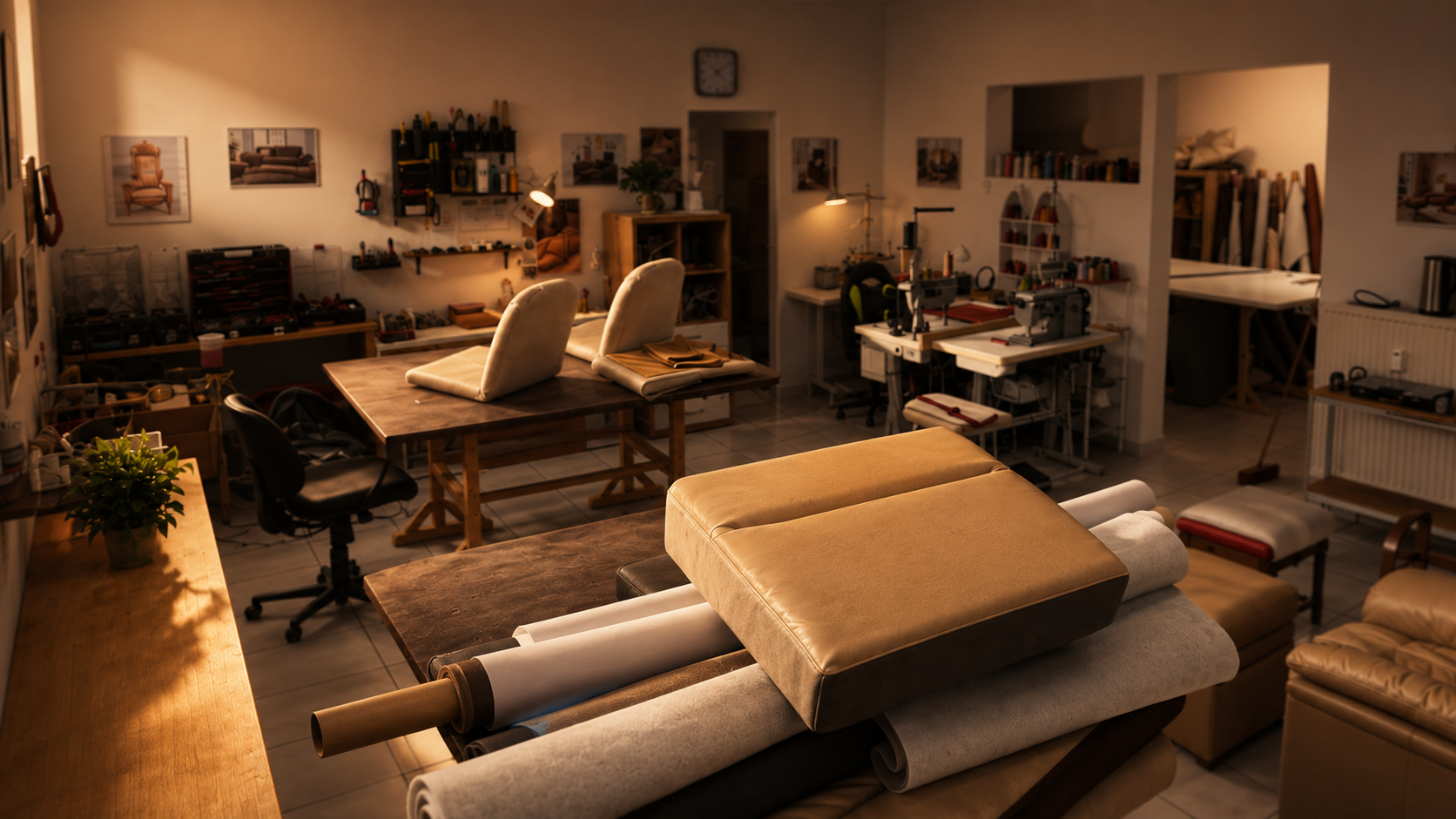 Neu gepolstertes Sofa in eleganter Wohnzimmer-Umgebung