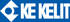 Logo von KE KELIT mit blauem Hintergrund und weißem Schriftzug neben einem weißen Symbol.