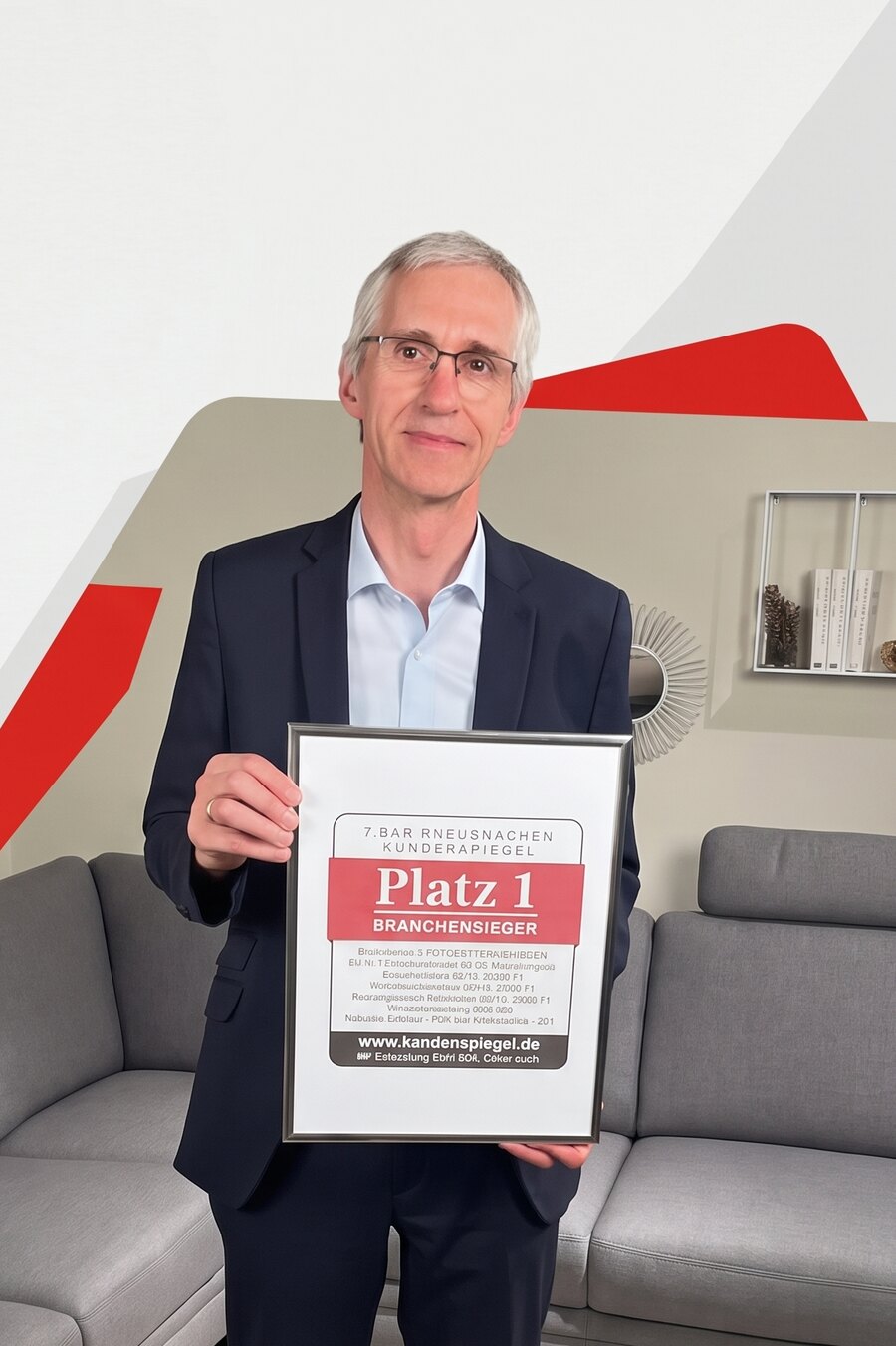Bernhard Mayer mit der Auszeichnung Platz 1 im Bad Kreuznacher Kundenspiegel
