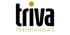 Logo mit dem Text "triva TREUHAND AG" in schwarzer und goldener Schrift auf transparentem Hintergrund.