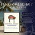 Titelbild eines digitalen Produkts „150 Reel-Ideen für KFZ-Werkstätten“ mit Illustration eines Autos auf Hebebühne auf einem iPad-Display, beige Hintergrund, Palmen im Hintergrund, ideal für Social Media Content, digitale Produkte, Content-Ideen für Autohaus-Marketing, Werkstatt-Marketing, Instagram und TikTok Reels für KFZ-Werkstätten, entwickelt von einer Social Media Agentur.