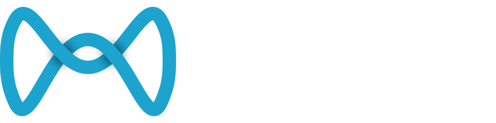 Menßen Consulting-Logo mit blauer, ineinander verschlungener Schleife als Symbol.