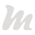 Ein geschwungener, hellgrauer Buchstabe M in einer verspielten Schriftart auf schwarzem Hintergrund.