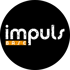 Logo: "impuls" in Weiß, "BASE" in Orange darunter, auf schwarzem Kreis.